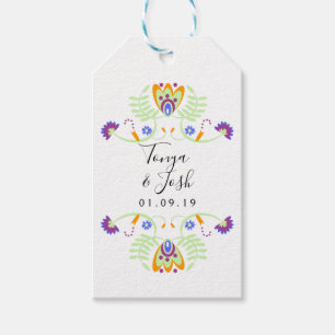 Folk Floral Wedding Flowers   Mexican Bold Colours Gift Tags