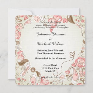 Folk Floral Whimsy Wedding Invitation