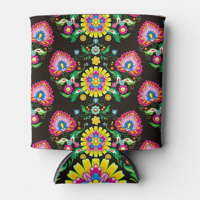 Folk flourish pattern: retro colourful tiles can cooler (Front)