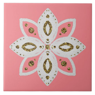 folk flower 1 litepeach and white tile