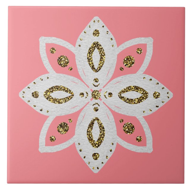 folk flower 1 litepeach and white tile (Front)