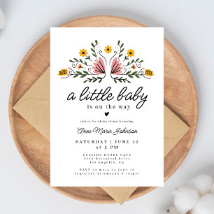 Folk Flowers Baby On The Way Boho Baby Shower Invitation