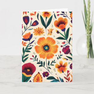 Folk Flowers Colourful Holiday Card
