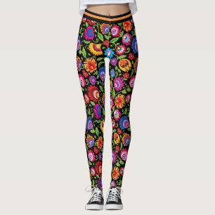 Folk flowers leggings
