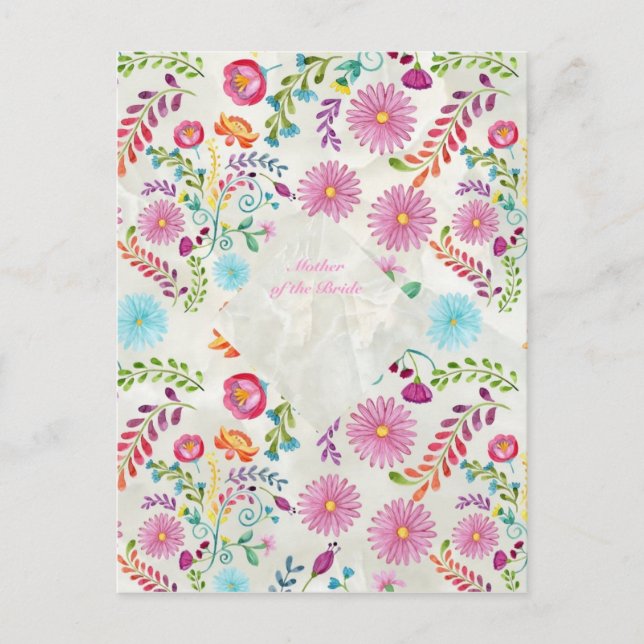 Folk Flowers Mother of Bride Gift- Customisable Postcard (Front)