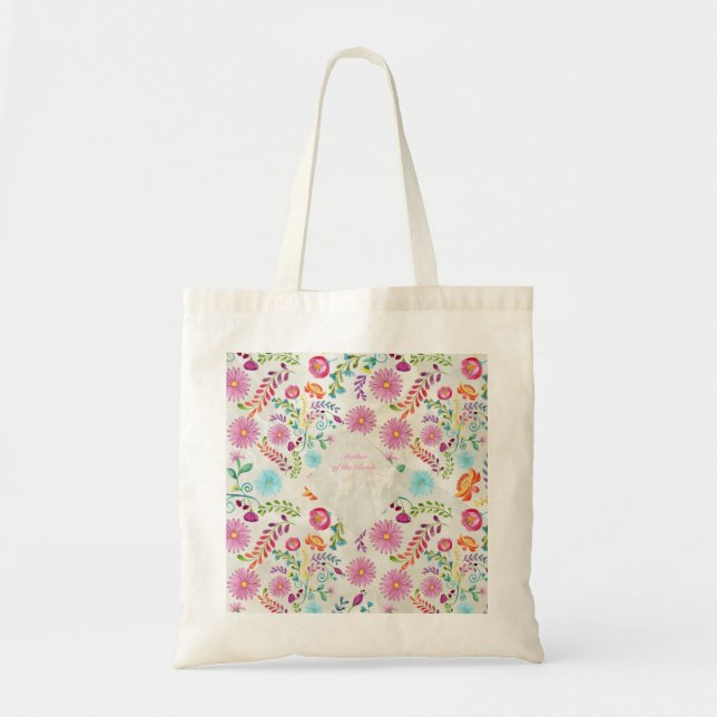 Folk Flowers Mother of Bride Gift- Customisable Tote Bag (Front)