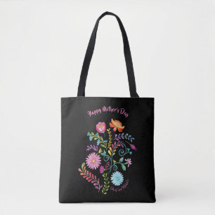 Folk Flowers Mothers Day Tote - Watercolor Named