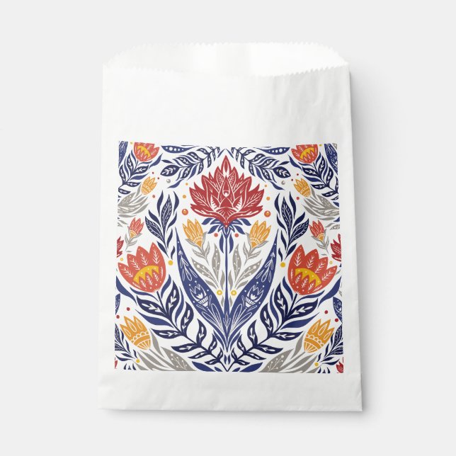 Folk flowers pattern   favour bags (Front)