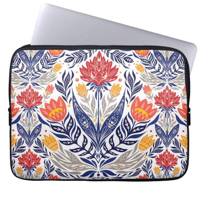 Folk flowers pattern  laptop sleeve (Front)