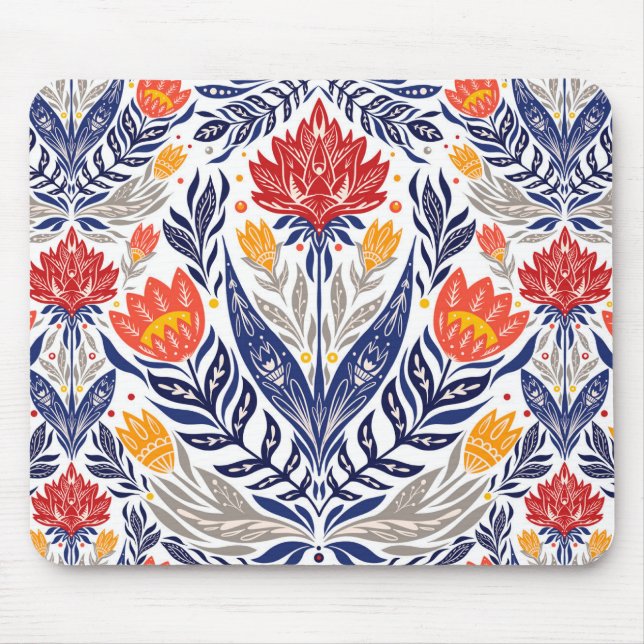 Folk flowers pattern  mouse pad (Front)