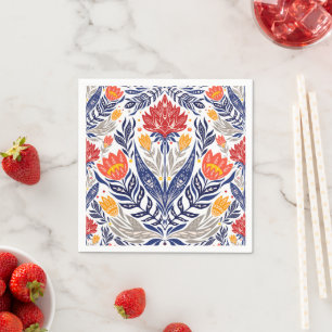 Folk flowers pattern napkin