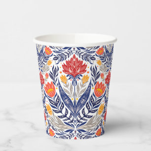 Folk flowers pattern paper cups