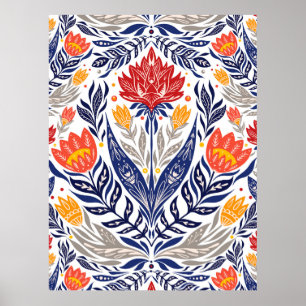 Folk flowers pattern  poster