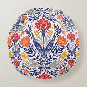 Folk flowers pattern   round cushion