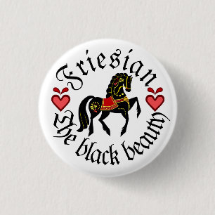 Folk Friesian/Friesian red gold black stallion 3 Cm Round Badge