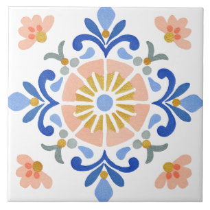 Folk Garden Watercolor Tile