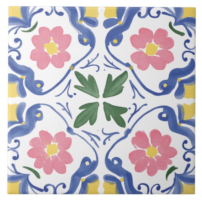 Folk Garden Watercolor Tile (Front)
