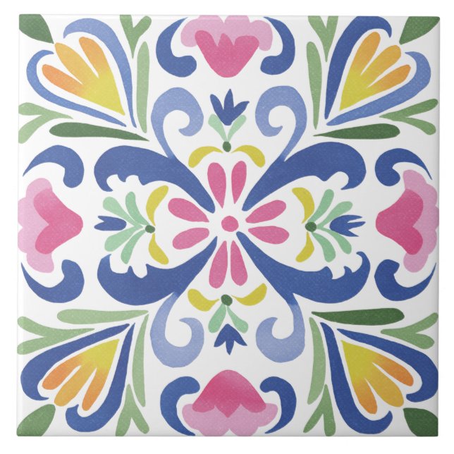 Folk Garden Watercolor Tile (Front)
