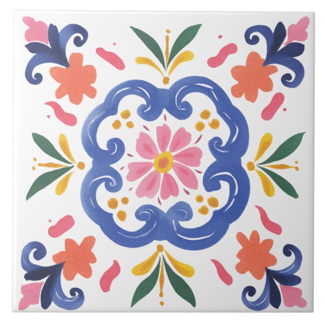 Folk Garden Watercolor Tile (Front)