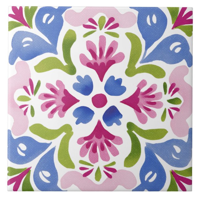 Folk Garden Watercolor Tile (Front)