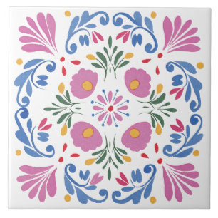 Folk Garden Watercolor Tile