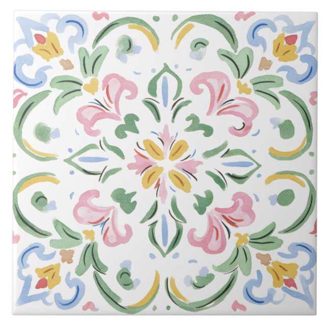 Folk Garden Watercolor Tile (Front)