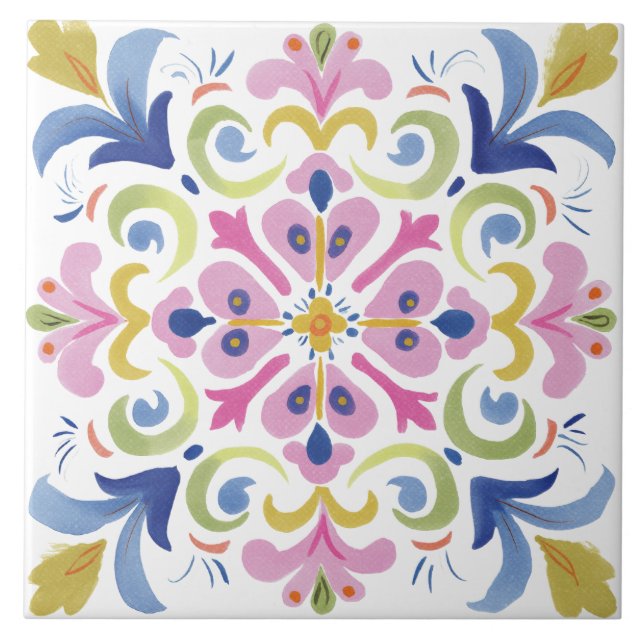 Folk Garden Watercolor Tile (Front)