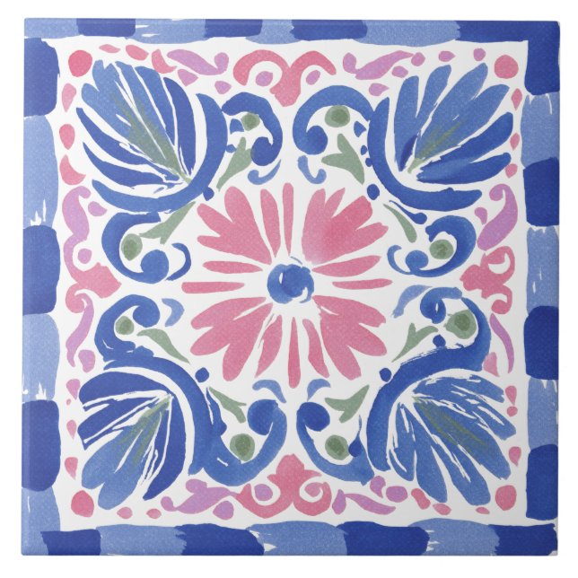 Folk Garden Watercolor Tile (Front)