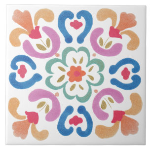Folk Garden Watercolor Tile