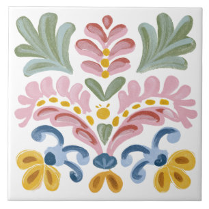 Folk Garden Watercolor Tile