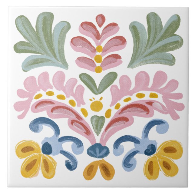 Folk Garden Watercolor Tile (Front)