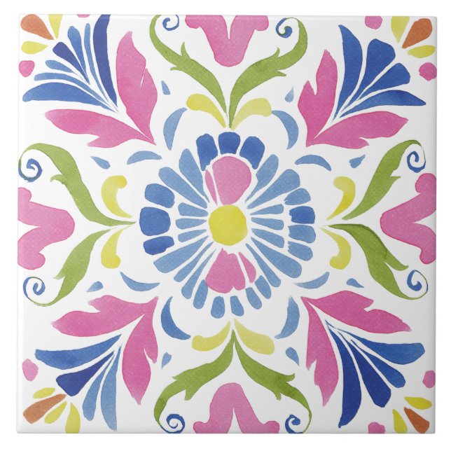 Folk Garden Watercolor Tile (Front)