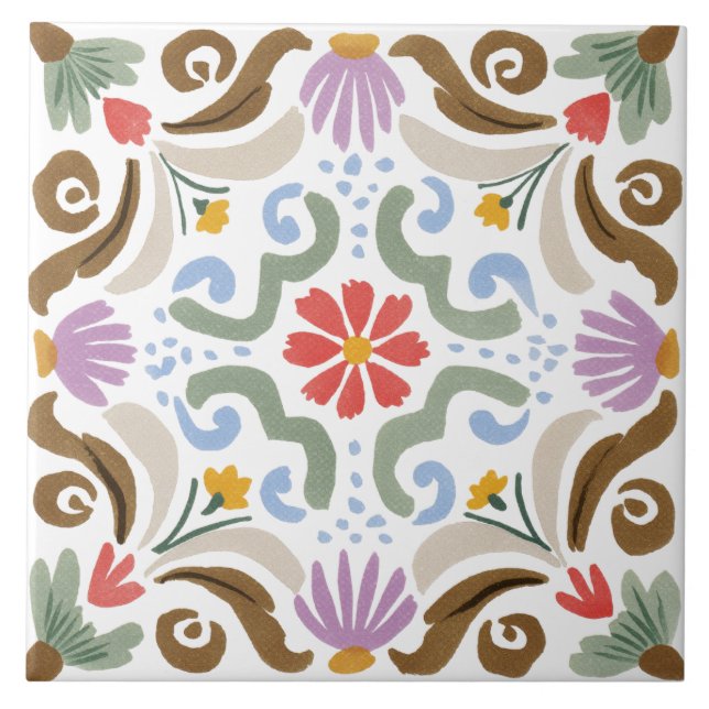 Folk Garden Watercolor Tile (Front)