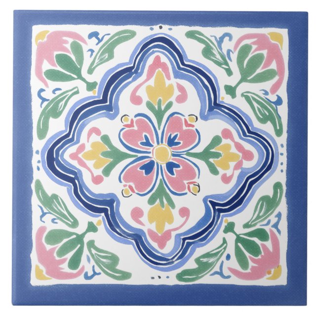 Folk Garden Watercolor Tile (Front)