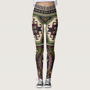 Folk geometric: colourful ethnic wallpaper. leggings