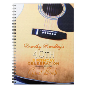 Folk Guitar 40th Birthday Personalised Guest Book