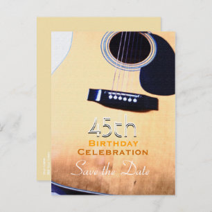 Folk Guitar 45th Birthday Save the Date Postcard