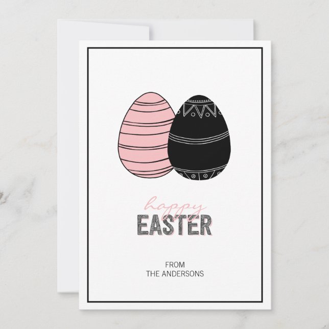 Folk Happy Easter Eggs Card (Front)