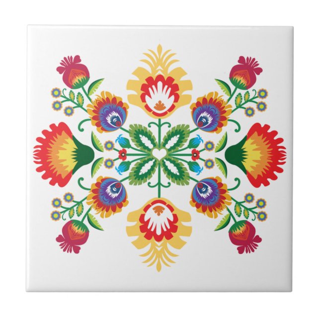 Folk Heart of Łowicz Tile (Front)