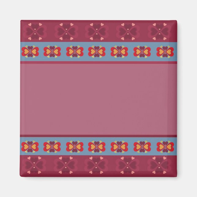 Folk Heart Pattern Magnet (Front)