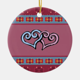 Folk Heart Pattern Ornament