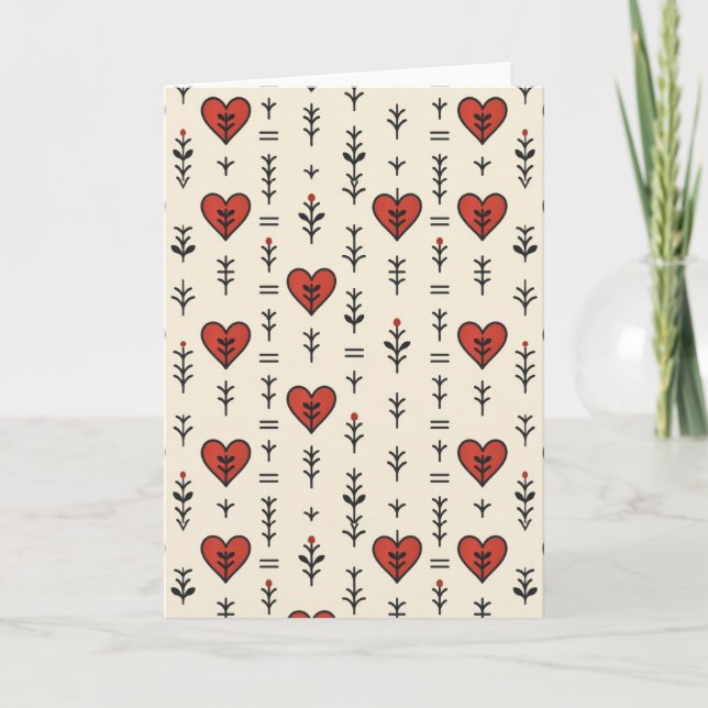 Folk Heart Seamless Pattern Card (Front)