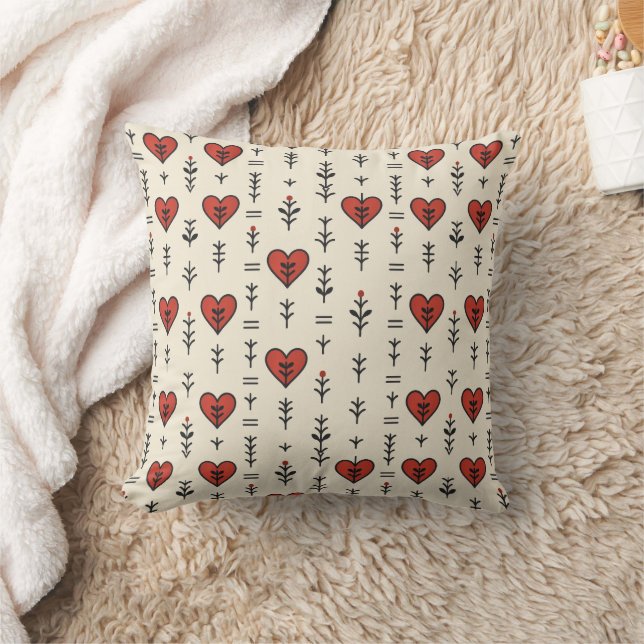 Folk Heart Seamless Pattern Cushion (Blanket)