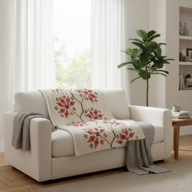 Folk-Inspired Home Decor Sherpa Blanket (Creator Uploaded)