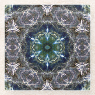 Folk Mandala  Glass Coaster