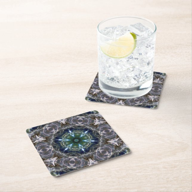 Folk Mandala  Square Paper Coaster (Insitu)