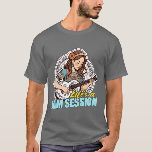 Folk Music Lifes A Jam Session Music Enthusiast vi T-Shirt (Front)