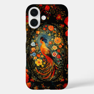 Folk painting bird iPhone 16 case