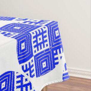 Folk Pattern Blue Circle Circles Tablecloth