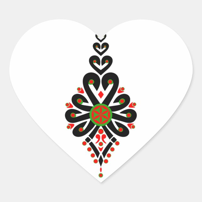 Folk pattern of Polish highlanders - Parzenica Heart Sticker (Front)